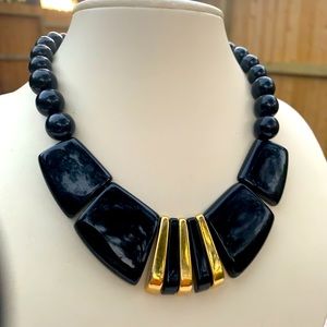 Vintage Napier Black and Gold Dress Necklace